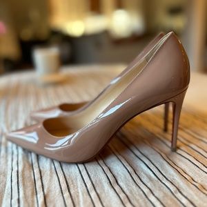 Brand New Christian Louboutin So Kate 85 Nude Patent Heels, 37!